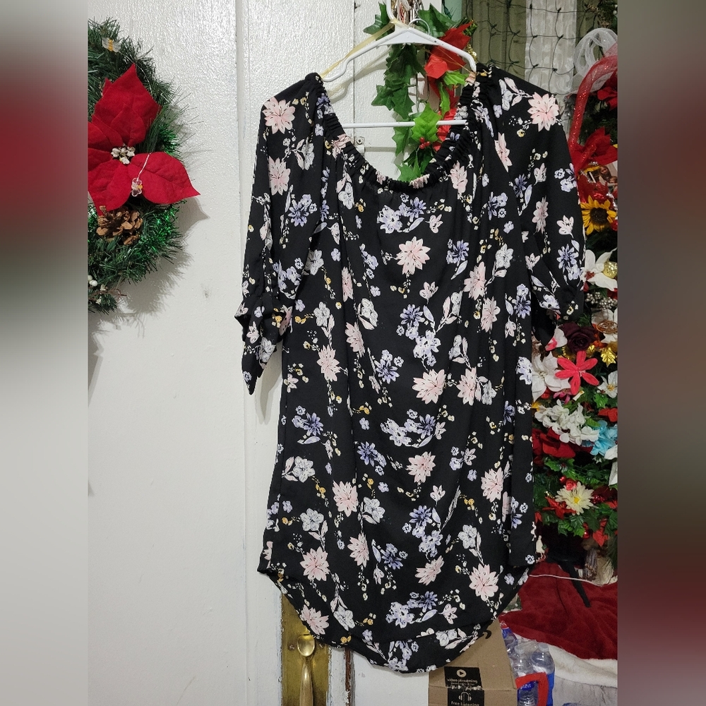 Floral Black Women's Dress